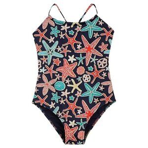 Vilebrequin Girls' Gazette Strafish One Piece Swimsuit, Navy, 12